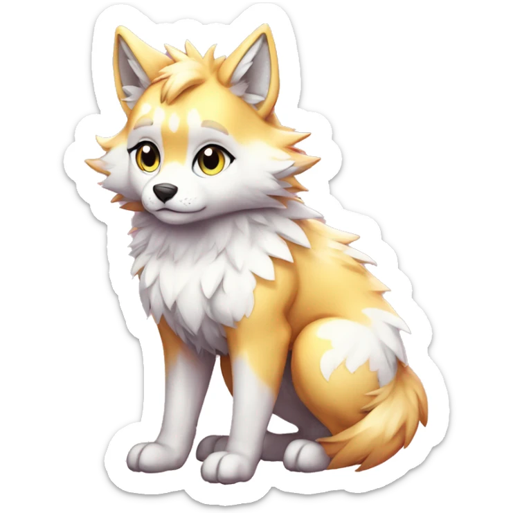 Colorful Shiny Fionbri-Falvie-sparkle-wolf-sona with markings full body sticker