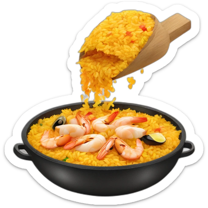 Paella Emoji Perfectly cooked rice with seafood and vegetables, a delight for lovers of Spanish cuisine. sticker