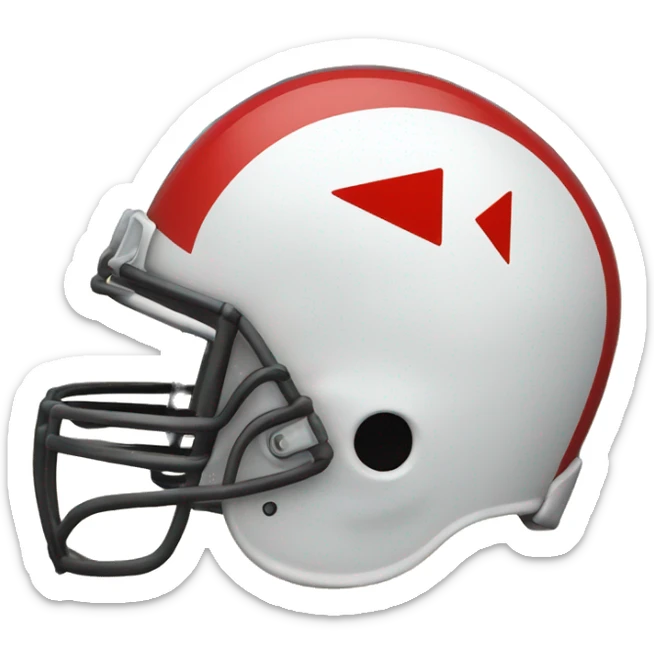 Red helmet with a white arrow painted on the side of the helmet with the letters KC in the arrow  sticker