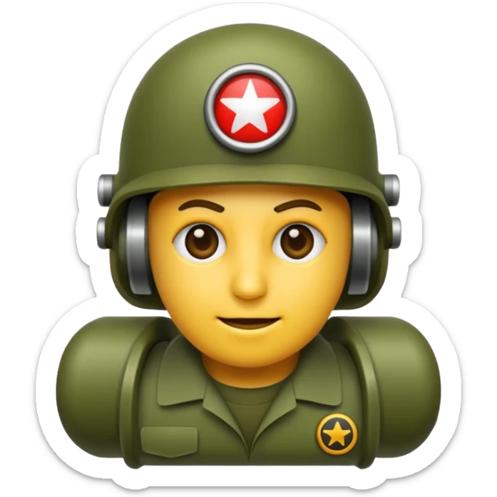 high quality emoji style factory in military green color, no smoke, bold and industrial, visually appealing sticker