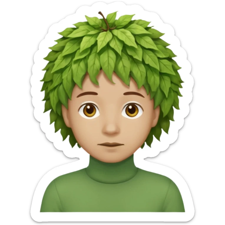 The Tree of Wisdom of The Wiggles with light skin, brown eyes, green leaves wig and, green skivvy shirt, light brown pants sticker