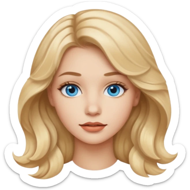 blondynka srednio krecone wlosy i niebieskie oczy obrysowane usta na jasny braz mloda sticker