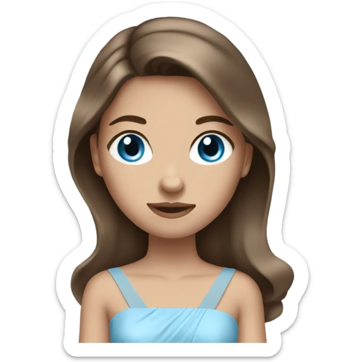 girl with blue eyes brown hair wearing light blue prom dress sticker