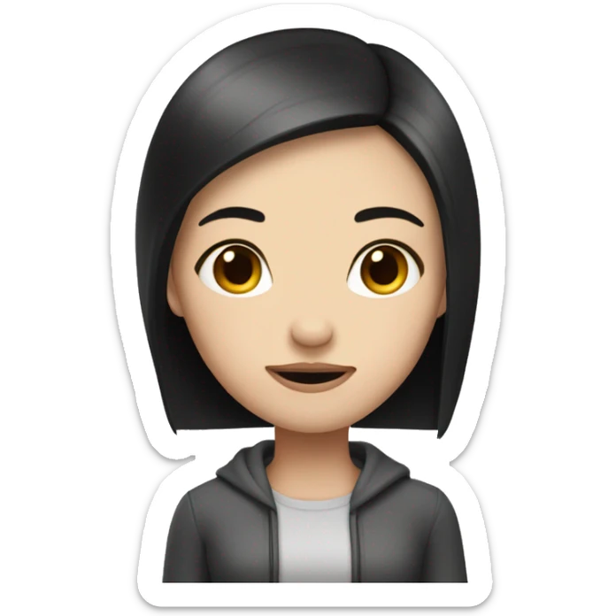 a girl with white skin and dark straight hair showed a prohibiting gesture sticker