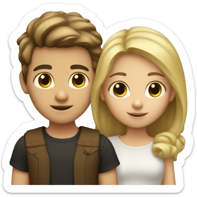Brown Hair Girl and Blond Hair Boy sticker