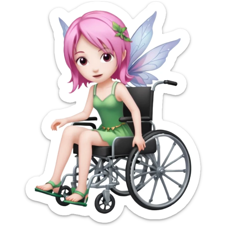 Female fairy with pink hair in a wheelchair sticker