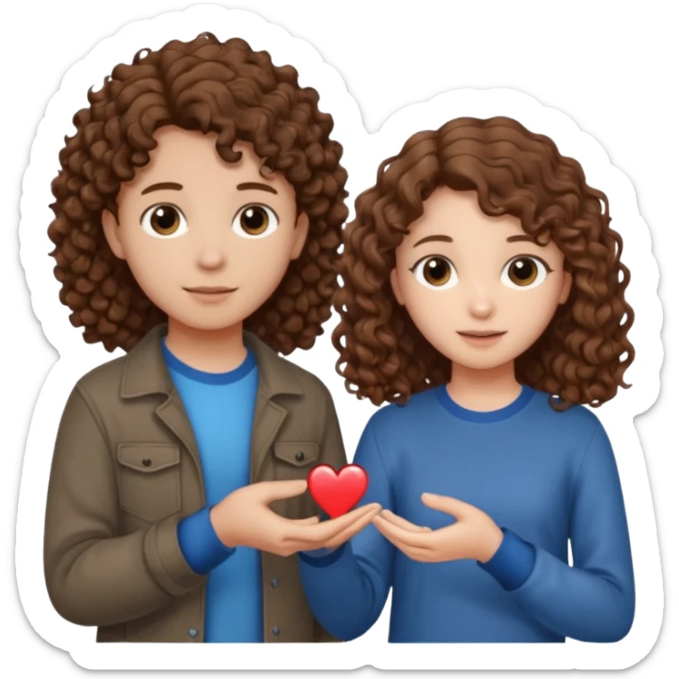 a 15 year old girl with brown curly hair but she has lightnings in it with a brown haired boy who gave her a promise ring sticker