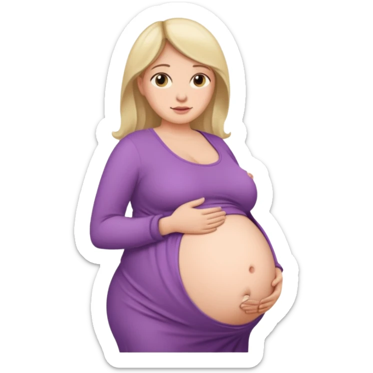 heavily pregnant woman with extremely abnormally huge overdue belly sticker