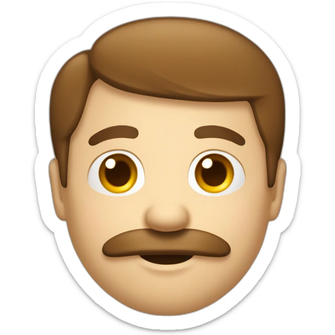 Homme blanc brun avec des cheveux court plaqués à droite et une moustache de petite longueur sticker