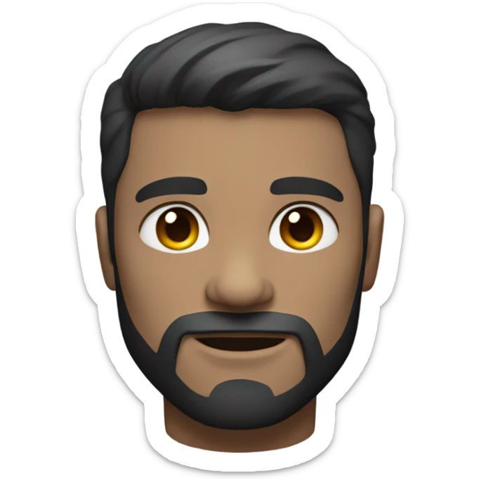 muscular man face half robot with short straight, dark hair and a neatly trimmed beard sticker