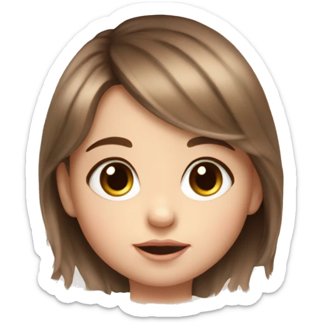 Realistic portrait of a baby girl with brown eyes and brown hair and long eyelashes sticker