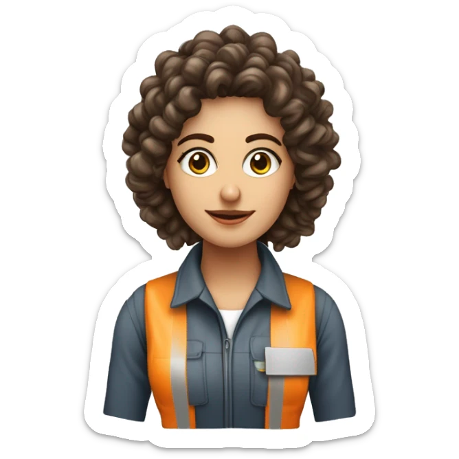 solo parte de ingeniera industrial mujer con pelo lago rizado castaño con mechones rubios y ojos grandes caferriba  sticker