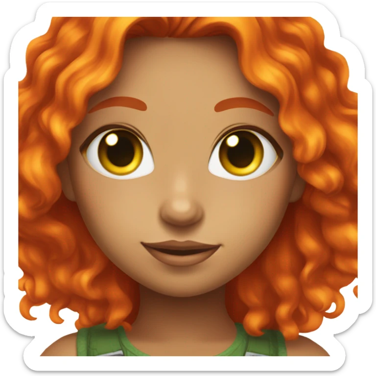 girl with orange skin, red flaming hair, and glowing green eyes sticker