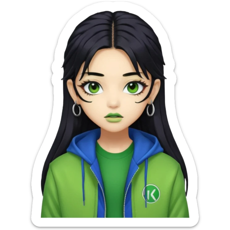  portrait-of-a-green-skin-alien-k-pop-idol,-wearing-a-stylish-streetwear-outfit-with-layered-colorful-clothing-makeup,- sticker