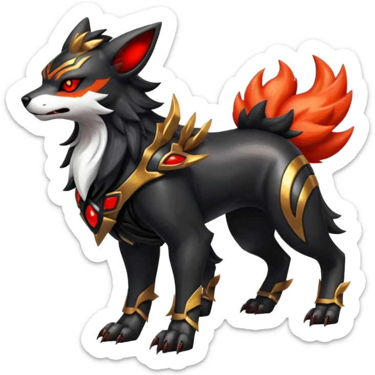 Shiny Gothic Exotic Futuristic Houndoom-Arcanine-Zorua-Torracat-Pokémon-Fakémon-hybrid-creature sticker