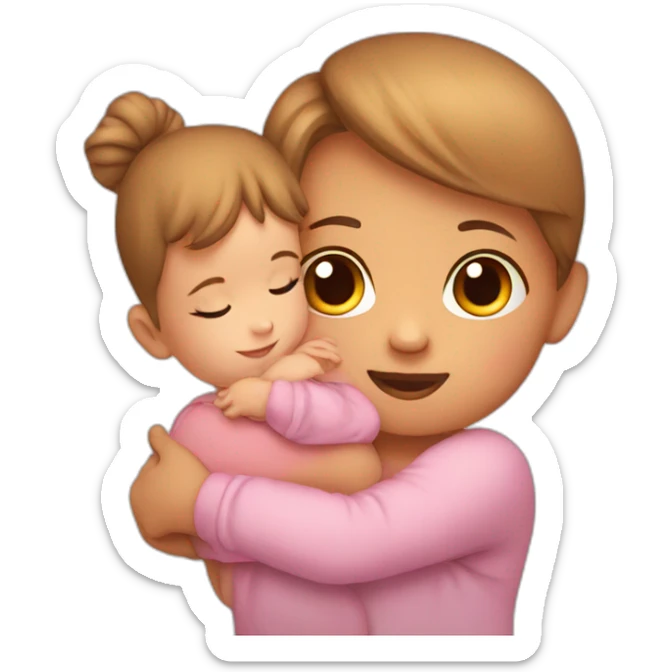 a baby in the arms of a girl sticker