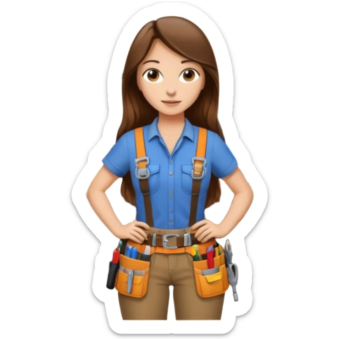 beautiful girl with long brown hair constructing new lounge room area with tv and couch sticker