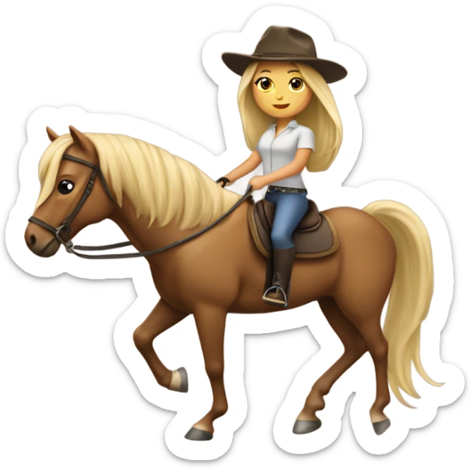 Tan girl with long blonde hair riding a horse sticker