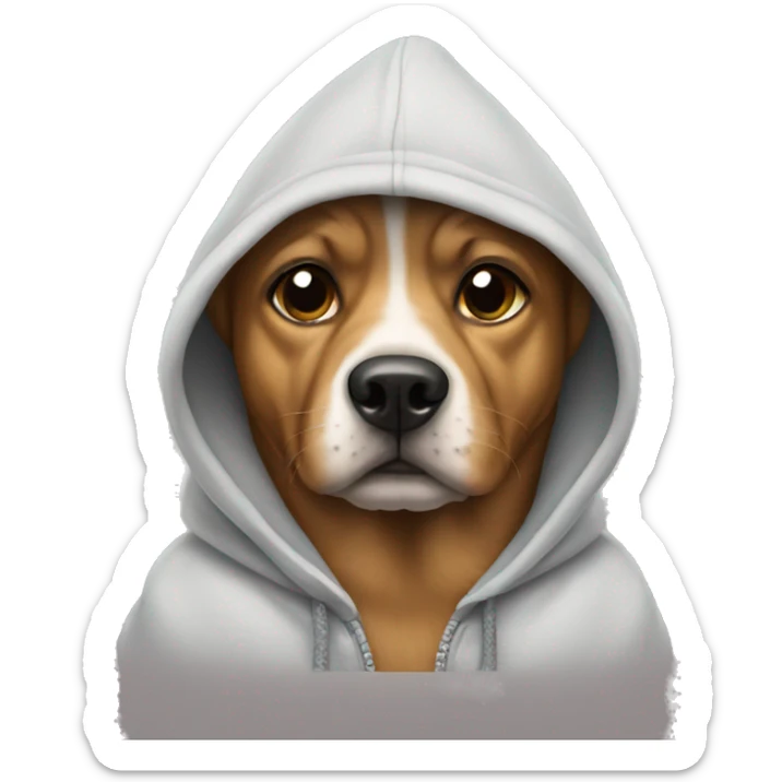 Dog wearing a hoodie sticker