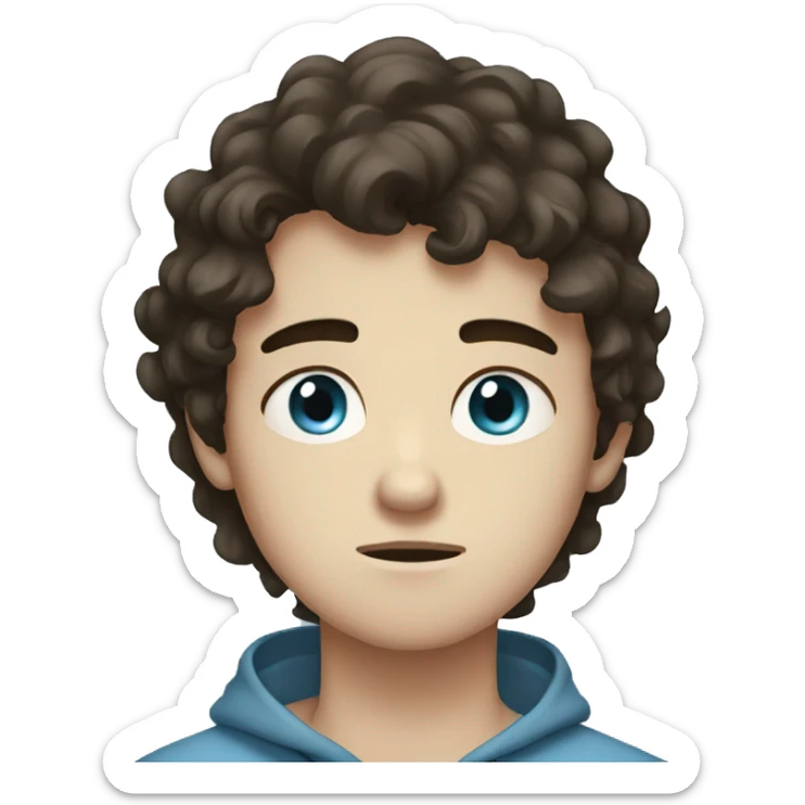 sad teen boy with dark brown hair and light blue eyes sticker