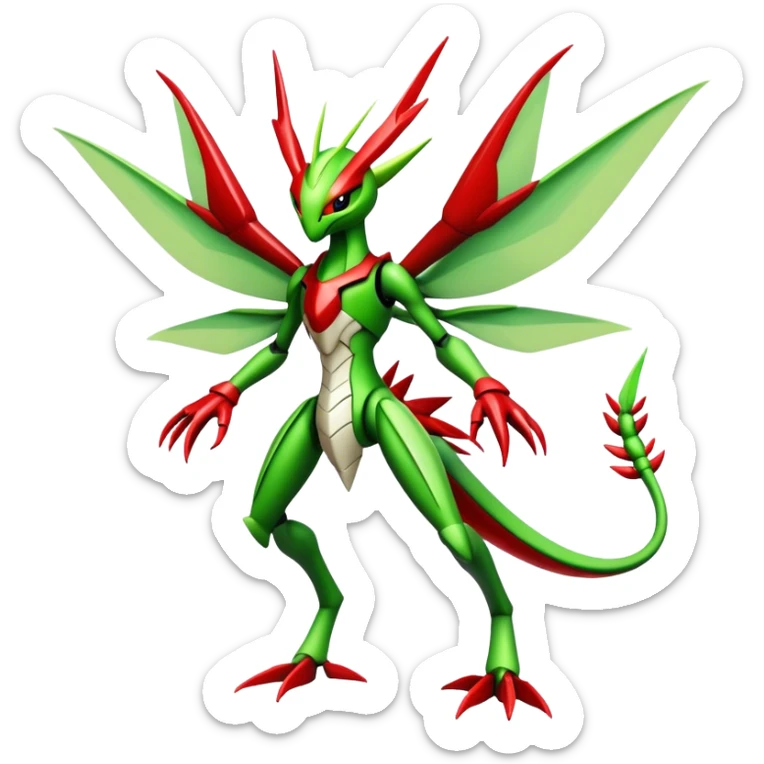  Cool Edgy Shiny Futuristic Ethereal Legendary Scizor-Kartana-Digimon-Schyther-Flygon-hybrid full body sticker
