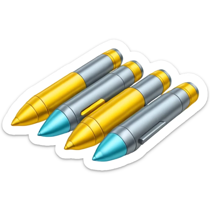 five bullets. four of them of one yellow and gray and the fith one of another color as hioghlighted sticker