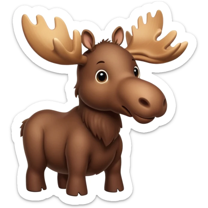 A high-resolution digital illustration of a baby moose in a clean, semi-realistic style. The baby moose is shown facing sideways head tilted  sticker