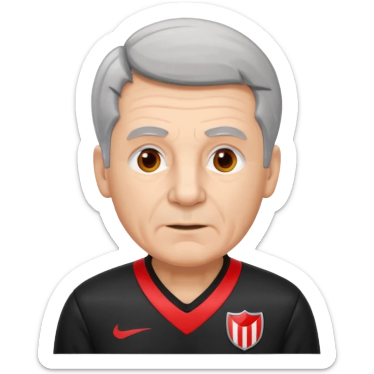 Older Referee – Experienced Look
 Wearing black jersey, gray hair, calm but firm, red card lifted halfway. sticker