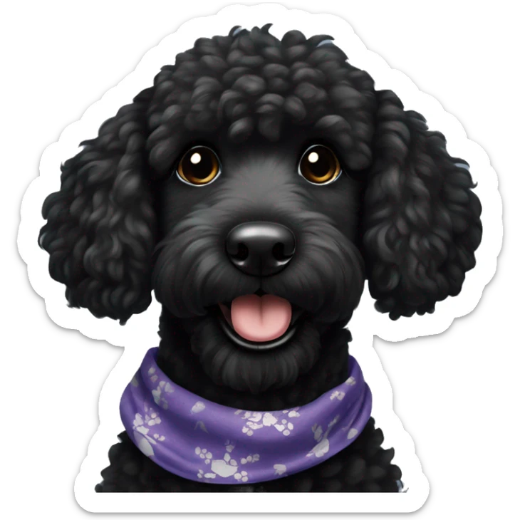 BLACK Groodle sisters with a big smile. Also with a bandanna around its neck. Both Dogs need to be all black fur sticker