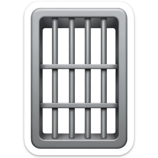 If there was a jail cell emoji in iOS, how would you design and iOS style emoji. Create an jail cell emoji with no prisoner. (Not a cage must be single 4 rods facing to front view point) sticker