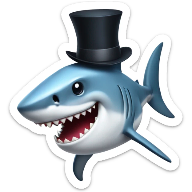 Shark with a top hat sticker