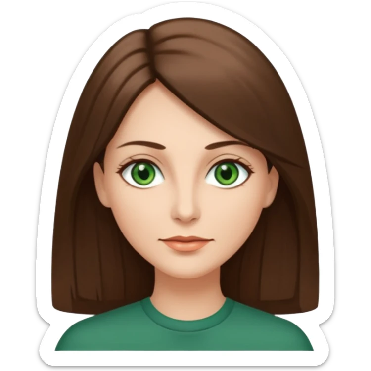 pretty middle age woman with green eyes and long straight ash-brown hair  sticker
