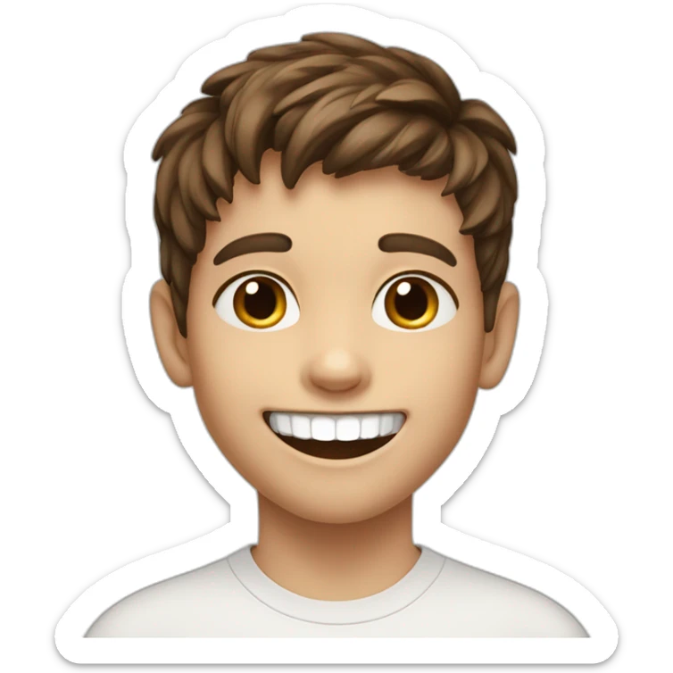 8 years old boy with brown hair and wide smile and losing the lateral tooth sticker