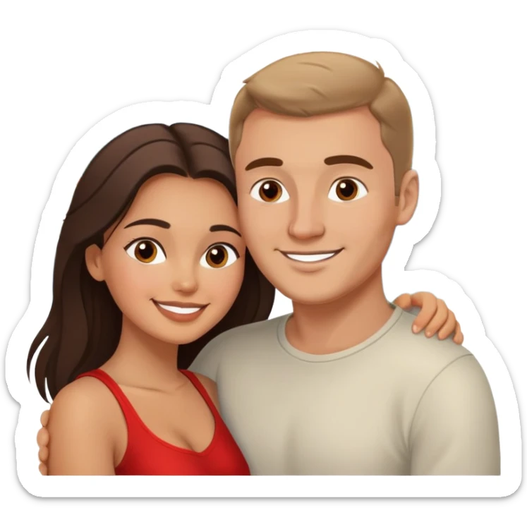 Couple hugging in Montenegro russian man and Latina girl looking in each others eyes  sticker