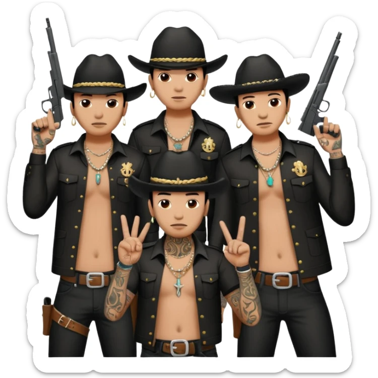 Norteño gang with numbers 14, hand gang signs and guns sticker