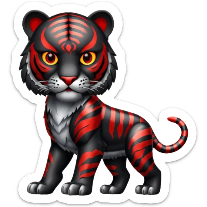Metal Tiger full body  black color and eyes red like a predator  sticker