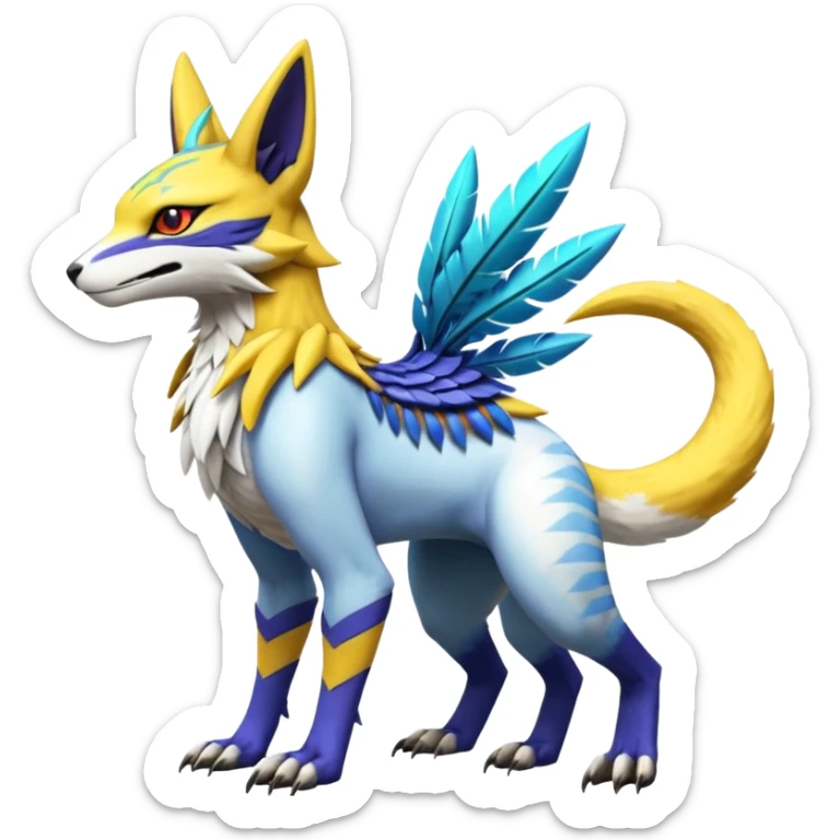 Tropical Exotic Short Legendary Epic Cool Colorful Renamon-Zeraora-Bastet-Latias-Vernid-Sergal-fusion-hybrid-creature sticker