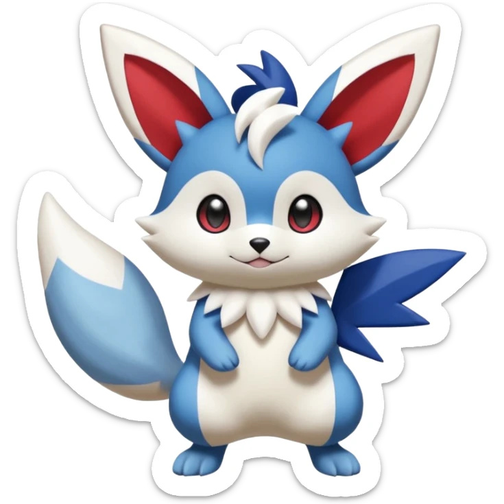 Victini-Pichu-Oshawott-Meowstic-Minccino-Zangoose-Fakémon-hybrid-creature (full body)  sticker