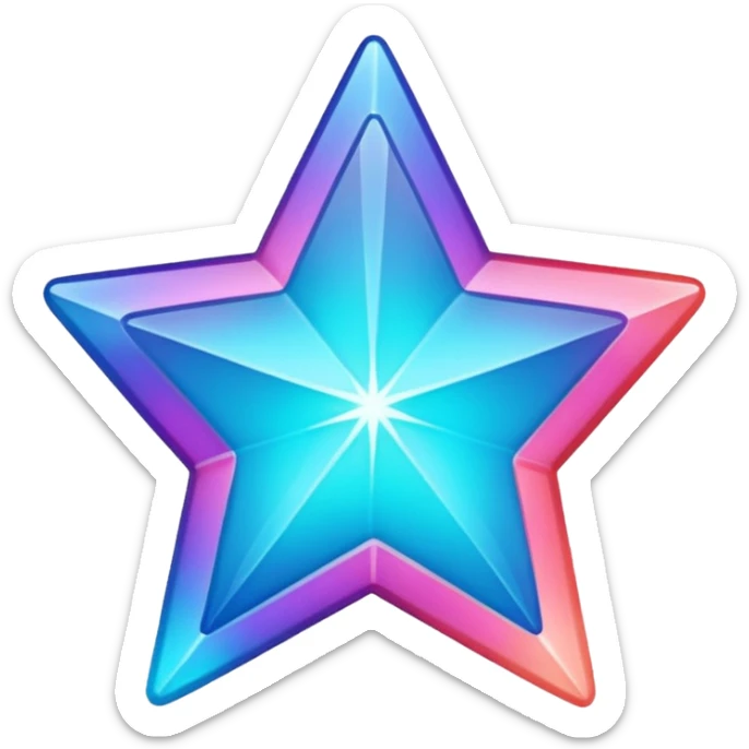 
Star color in in gradient of turquoise, blue, pink, purple, and coral crystal texture sticker