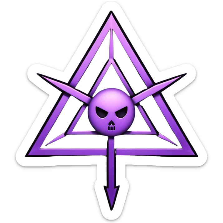 Emoji, dark futuristic occult sigil, symmetrical geometric shape, black metal with faint violet glow, gothic cyber aesthetic, minimal flat design, sharp edges, centered, transparent background sticker
