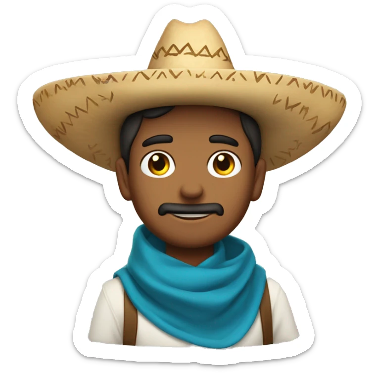 mexican with blue scarf on and mae him wear a sombrero that says mateo sticker