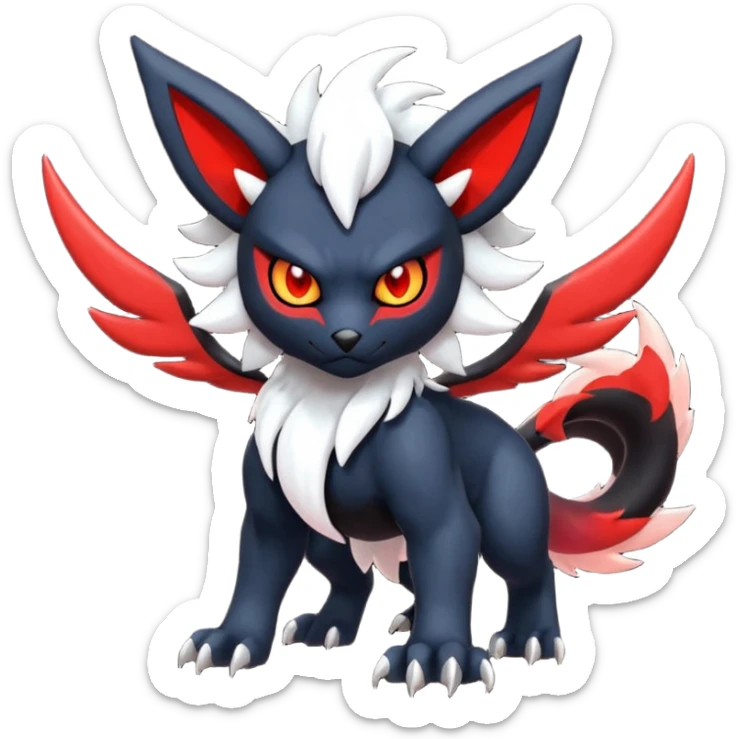 Handsome cool badass edgy Absol-Litten-Zorua-Giratina-Yveltal-Pokémon-Fakémon-fusion-hybrid-creature sticker