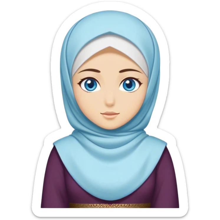 Turkish beautiful finish Konya girl blue eyes with hijab and ottoman dress sticker