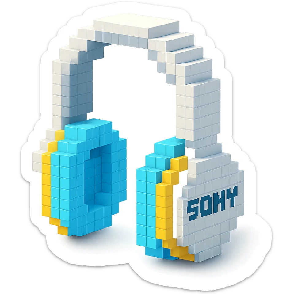 full-size white Sony headphones sticker