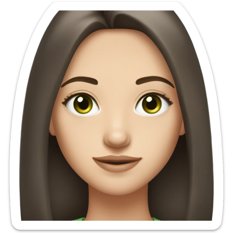 25 year old girl with fair skin, green eyes, and straight medium length dark brown hair sticker