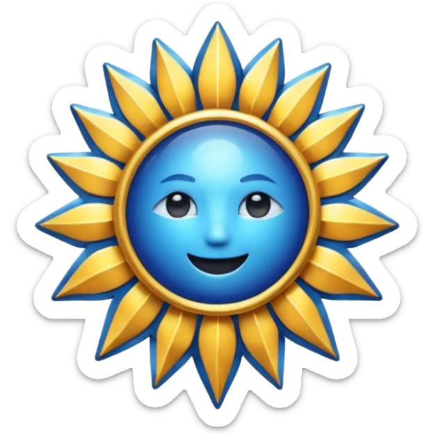 Verified badge with the body of a Sun ☀️ make the color blue and make sure they is no cartoon in it sticker