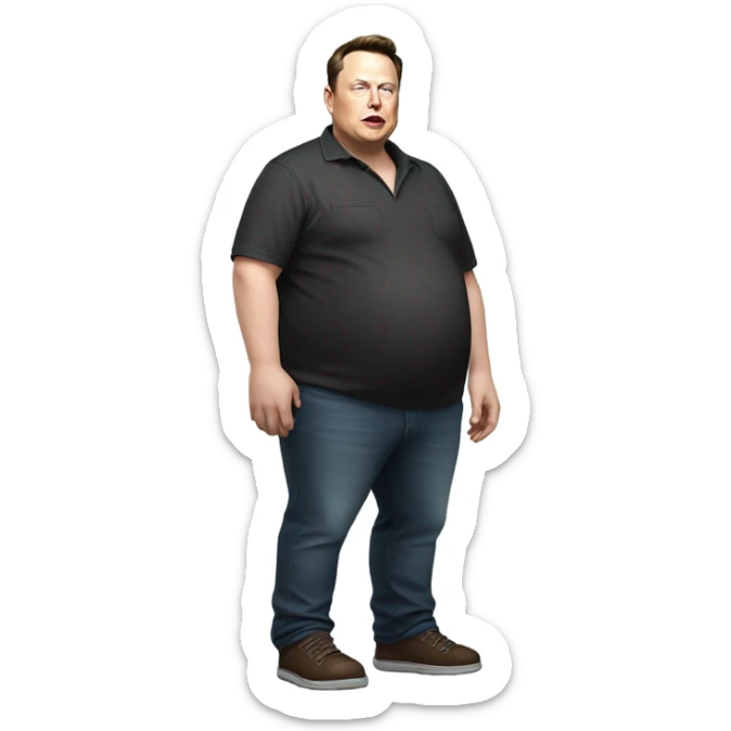 Elon musk fat gamer  full body extremely photorealistic, very well made sticker