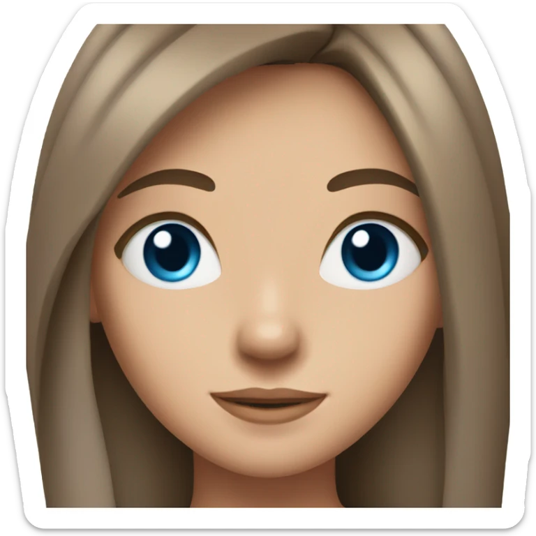 Teen girl blue eyes straight brown hair sticker