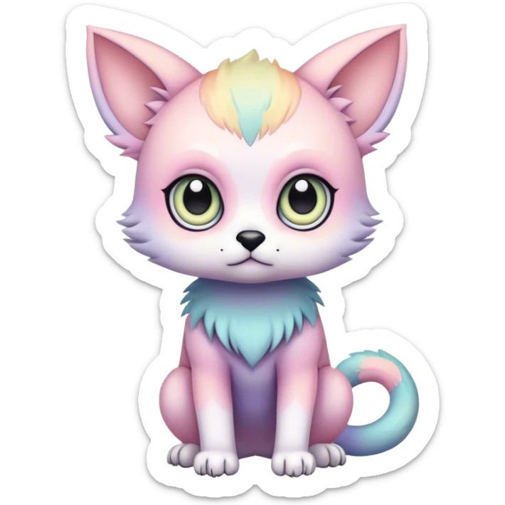 Adorable colorful chibi pastel edgy animal hybrid full body, big Eyes sticker