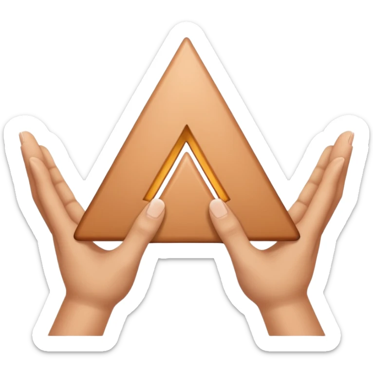 Similar to the heart hands emoji, this emoji should show a triangle created by the fingers of the hands where the two thumbs form the first side of the triangle and the remaining four fingers of each hand create one side each sticker
